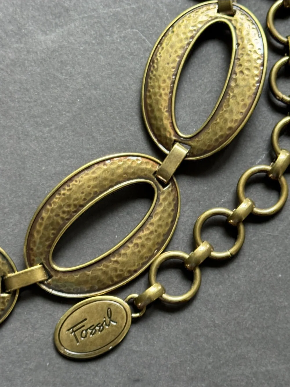 Fossil Hammered Chain Link Belt. Large